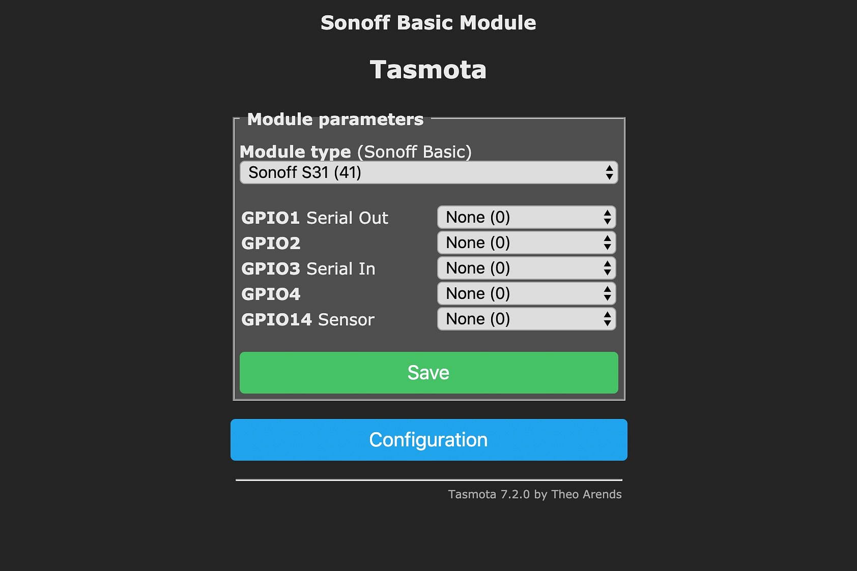 Tasmota Module Type