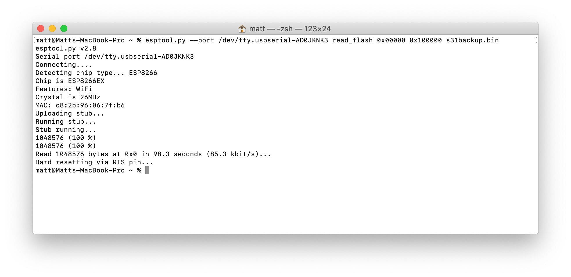 ESPTool Read Flash