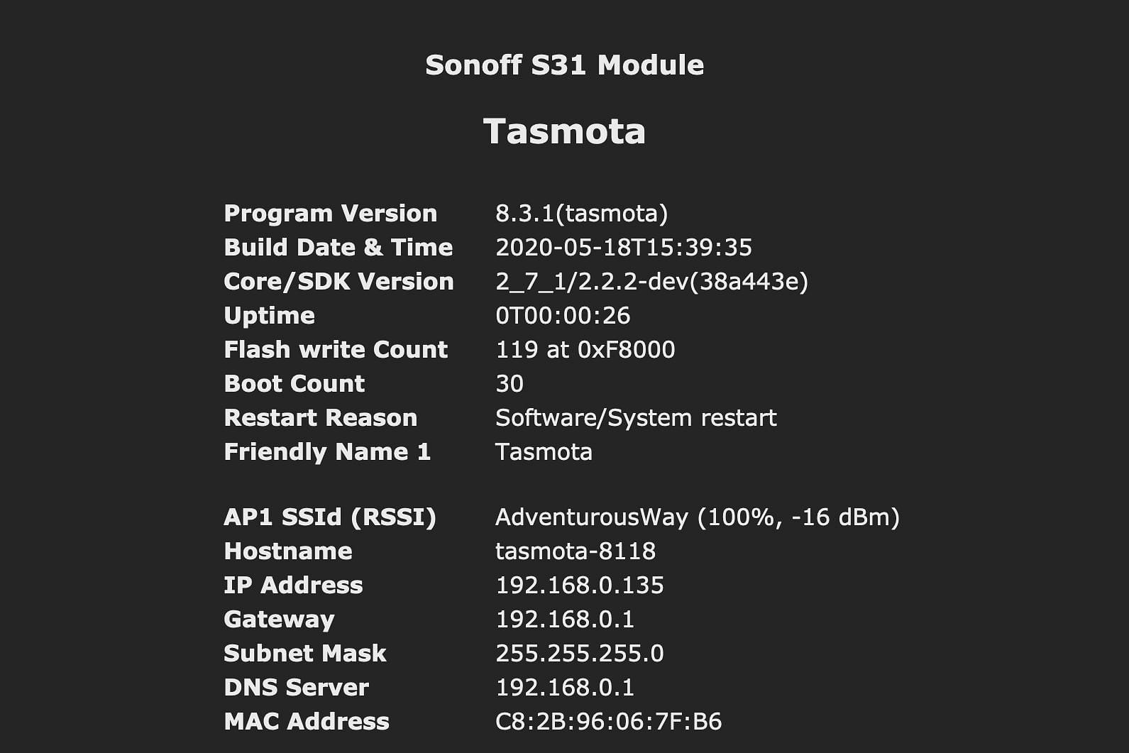Tasmota 8.3.1