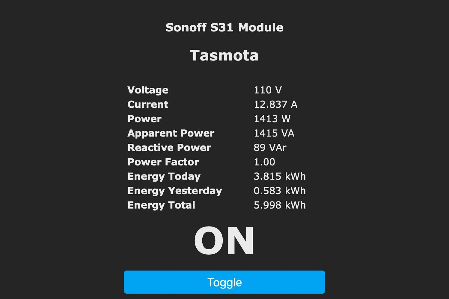 Sonoff S31 Power Monitoring